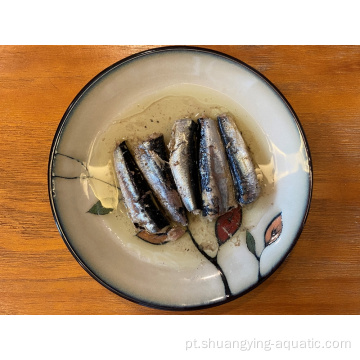 Sardinha enlatada de frutos do mar enlatados em azeitona 125g de petróleo